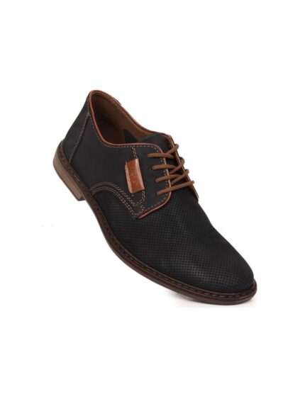 Comfortable leather shoes Rieker M RKR576 navy blue