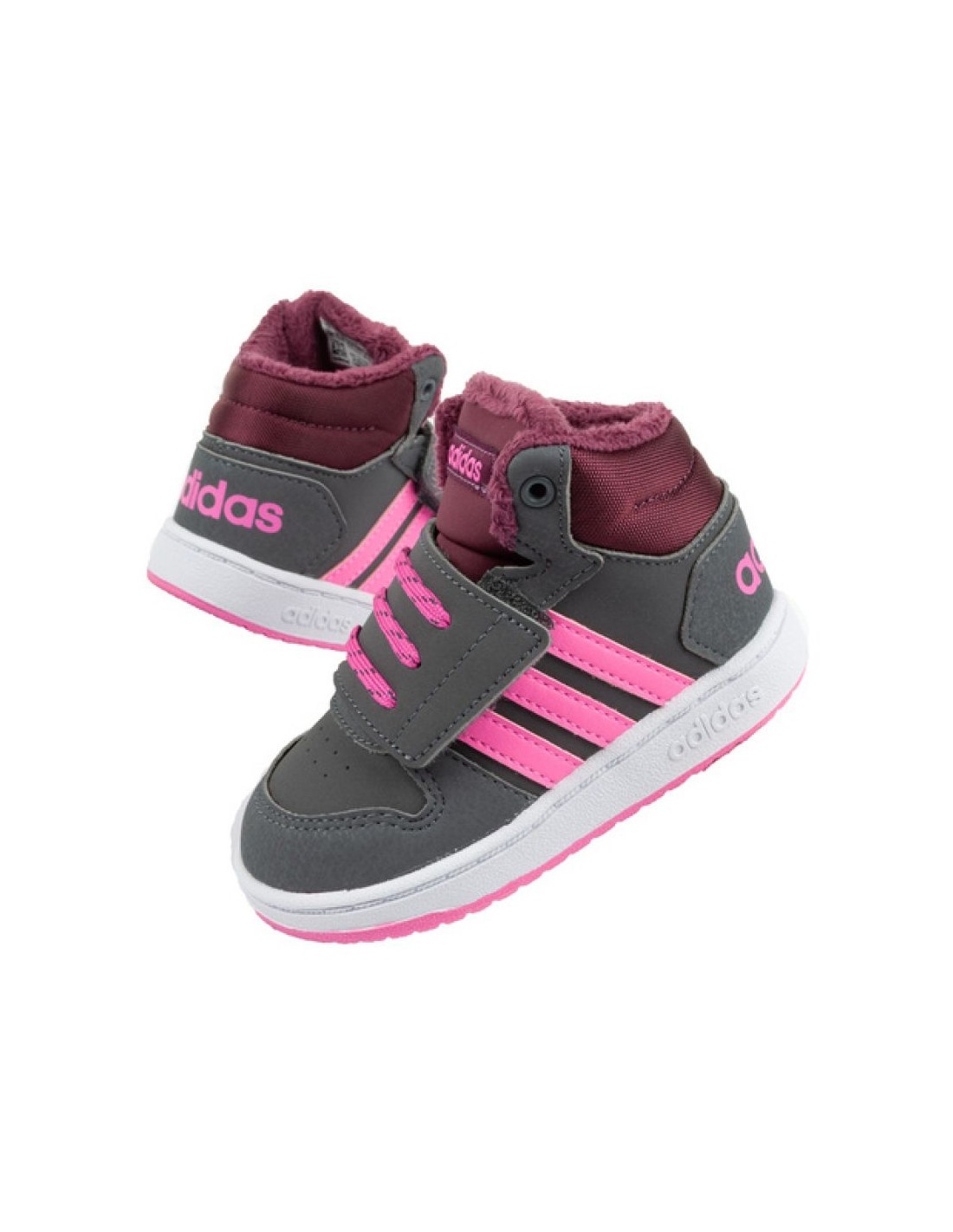 Adidas Αθλητικά Παιδικά Παπούτσια Μπάσκετ Hoops 2.0 GZ7798 Grey Five / Screaming Pink / Core Black