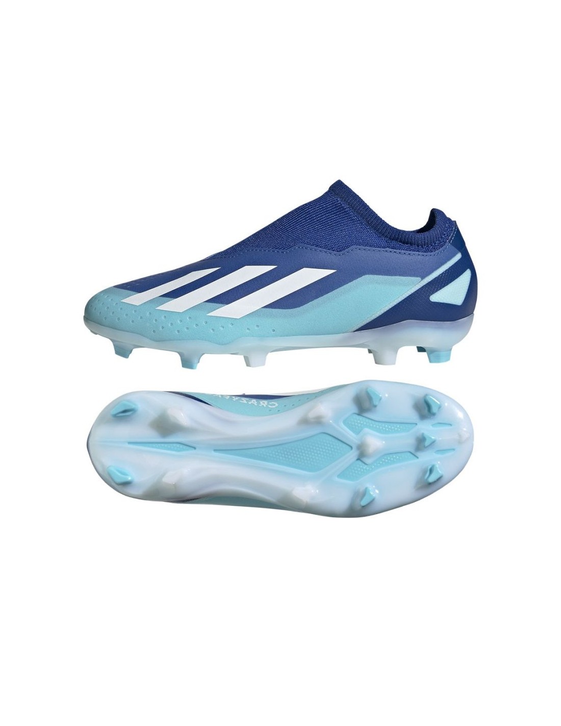 Adidas Παιδικά Ποδοσφαιρικά Παπούτσια Crazyfast.3 με Τάπες και Καλτσάκι Χωρίς Κορδόνια Λευκά ID9357