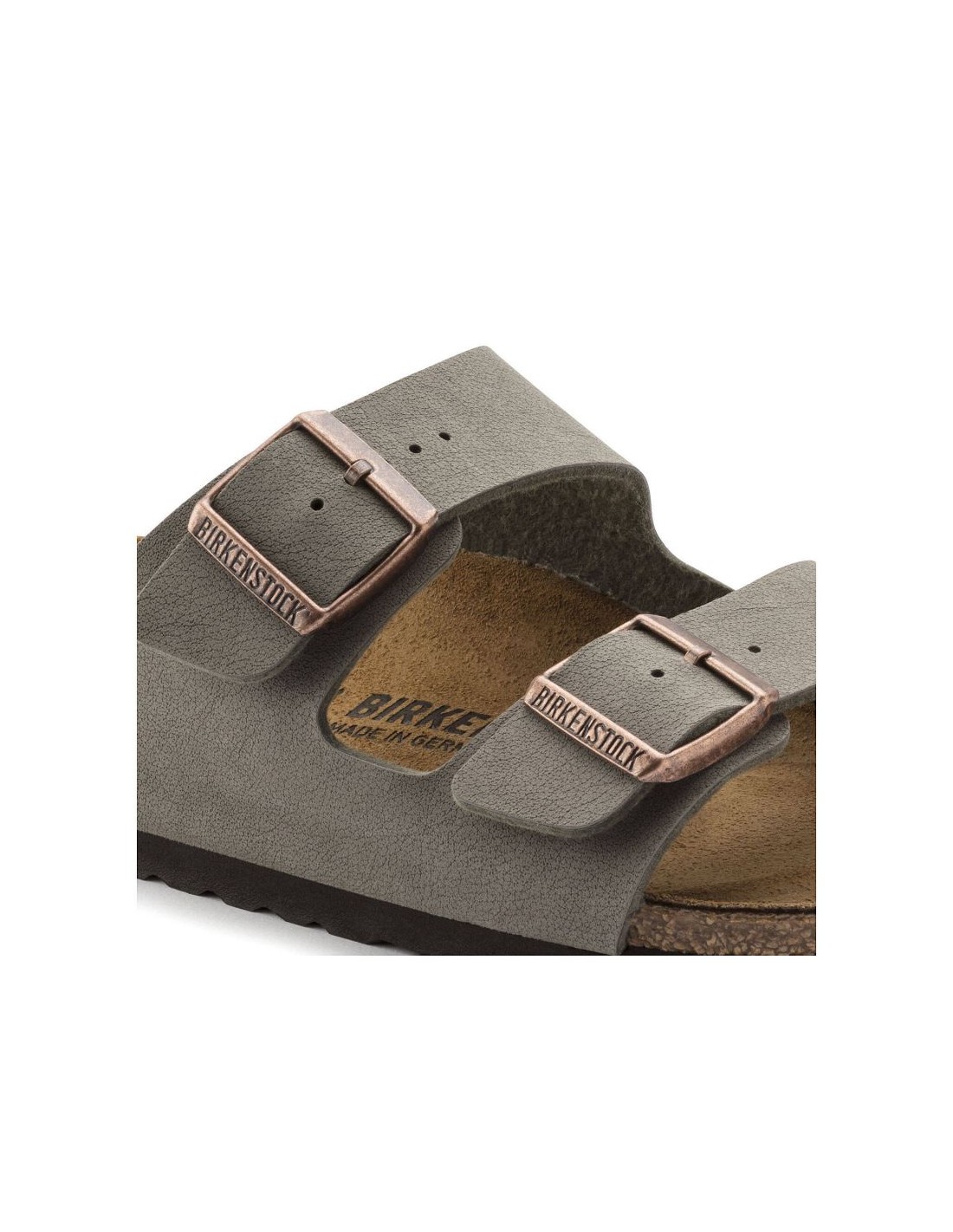 Birkenstock Arizona BirkoFlor Nubuck Stone regular women'smen's flipflops wide gray 0151211 - Image 3