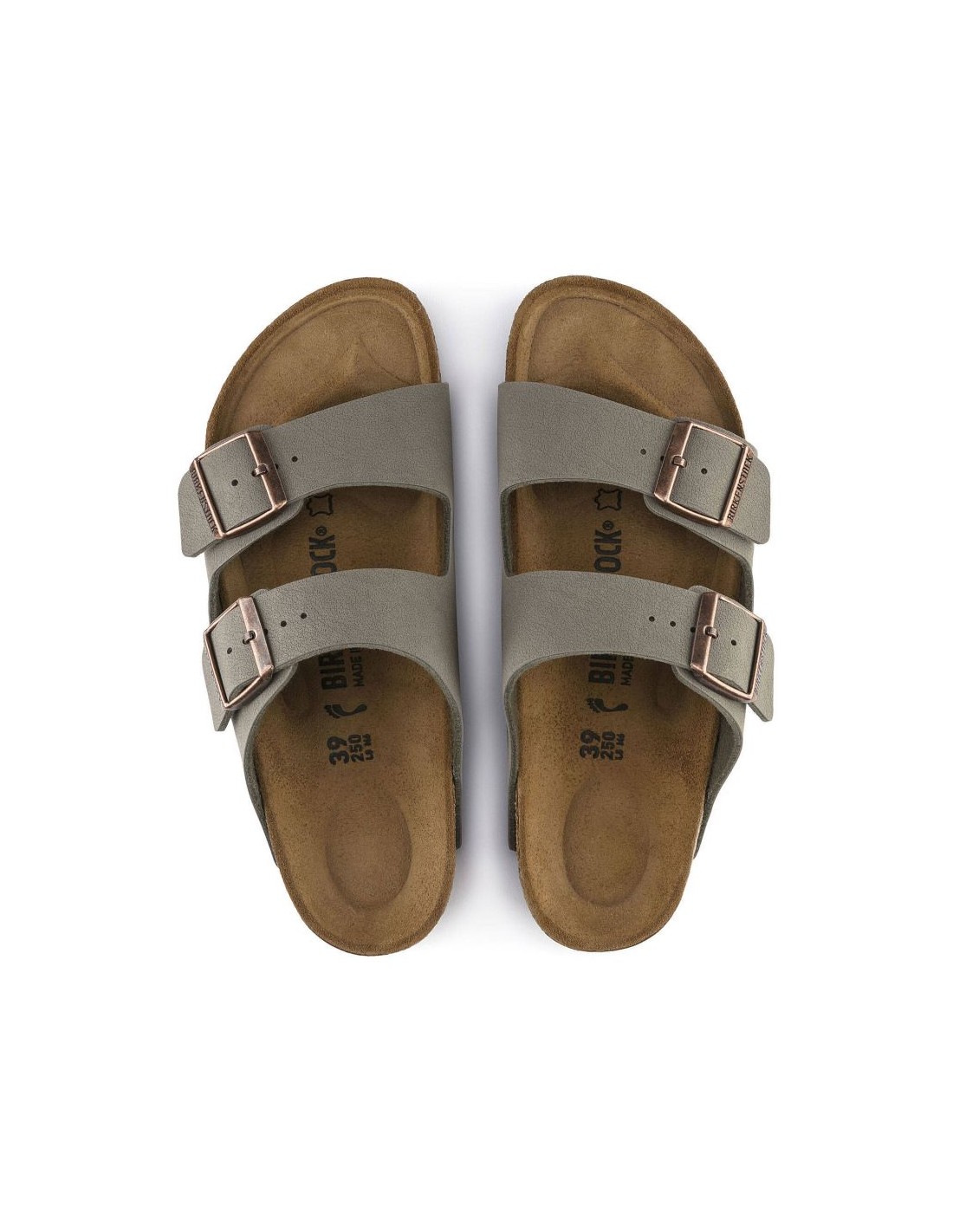 Birkenstock Arizona BirkoFlor Nubuck Stone regular women'smen's flipflops wide gray 0151211 - Image 4