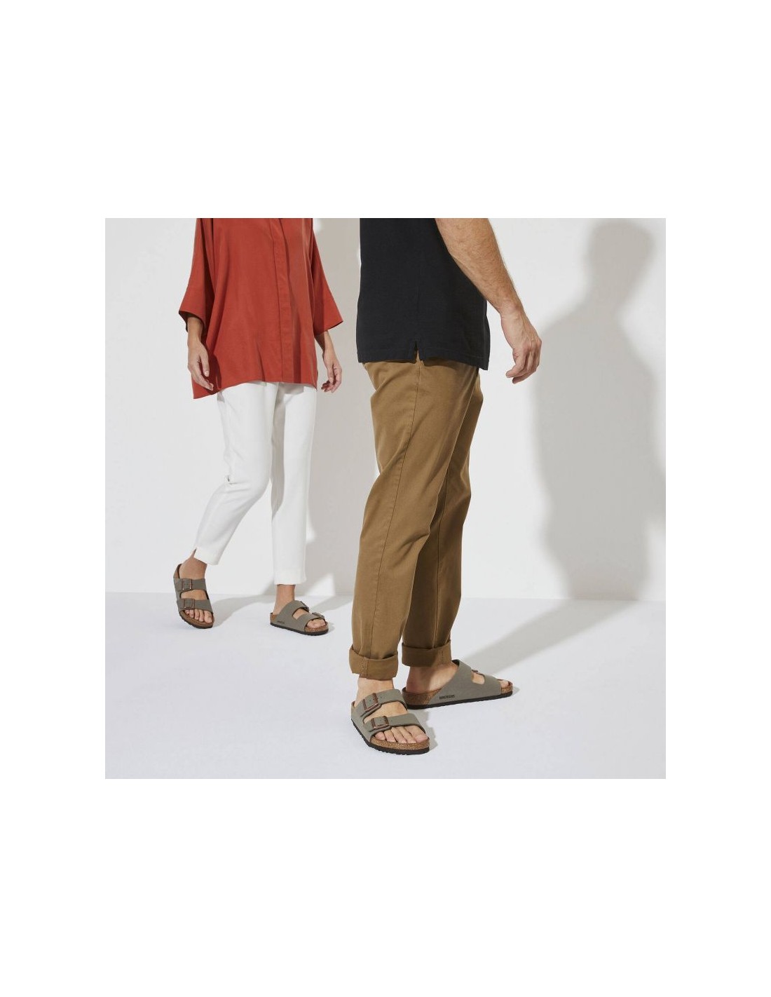 Birkenstock Arizona BirkoFlor Nubuck Stone regular women'smen's flipflops wide gray 0151211 - Image 5