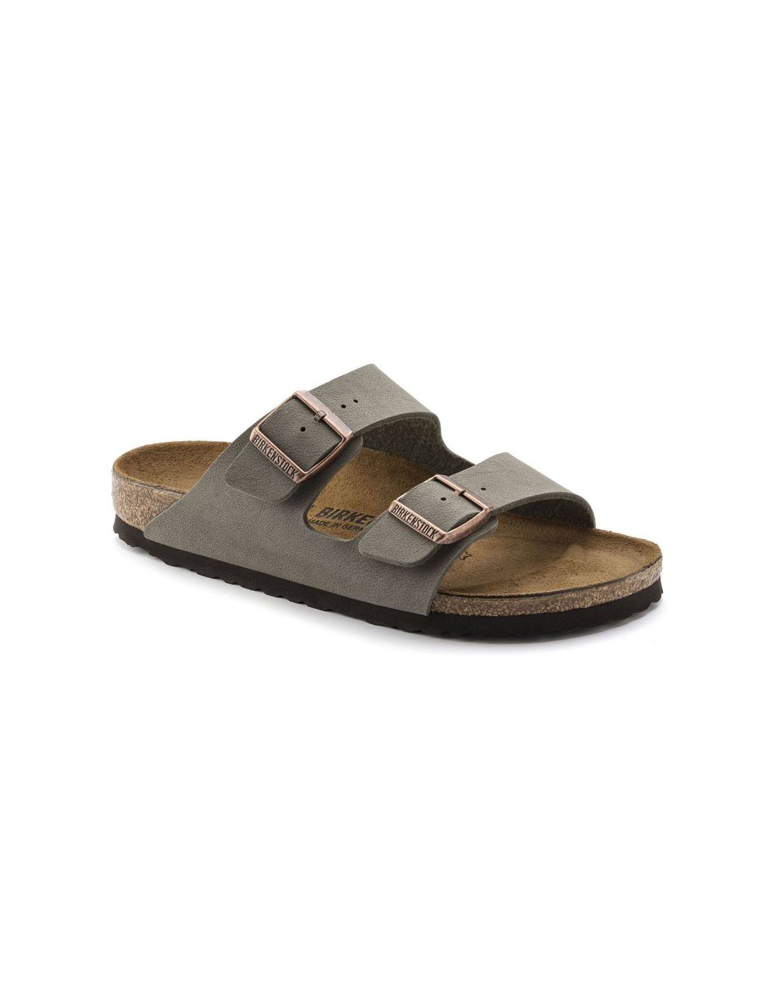 Birkenstock Arizona BirkoFlor Nubuck Stone regular women'smen's flipflops wide gray 0151211 - Image 8