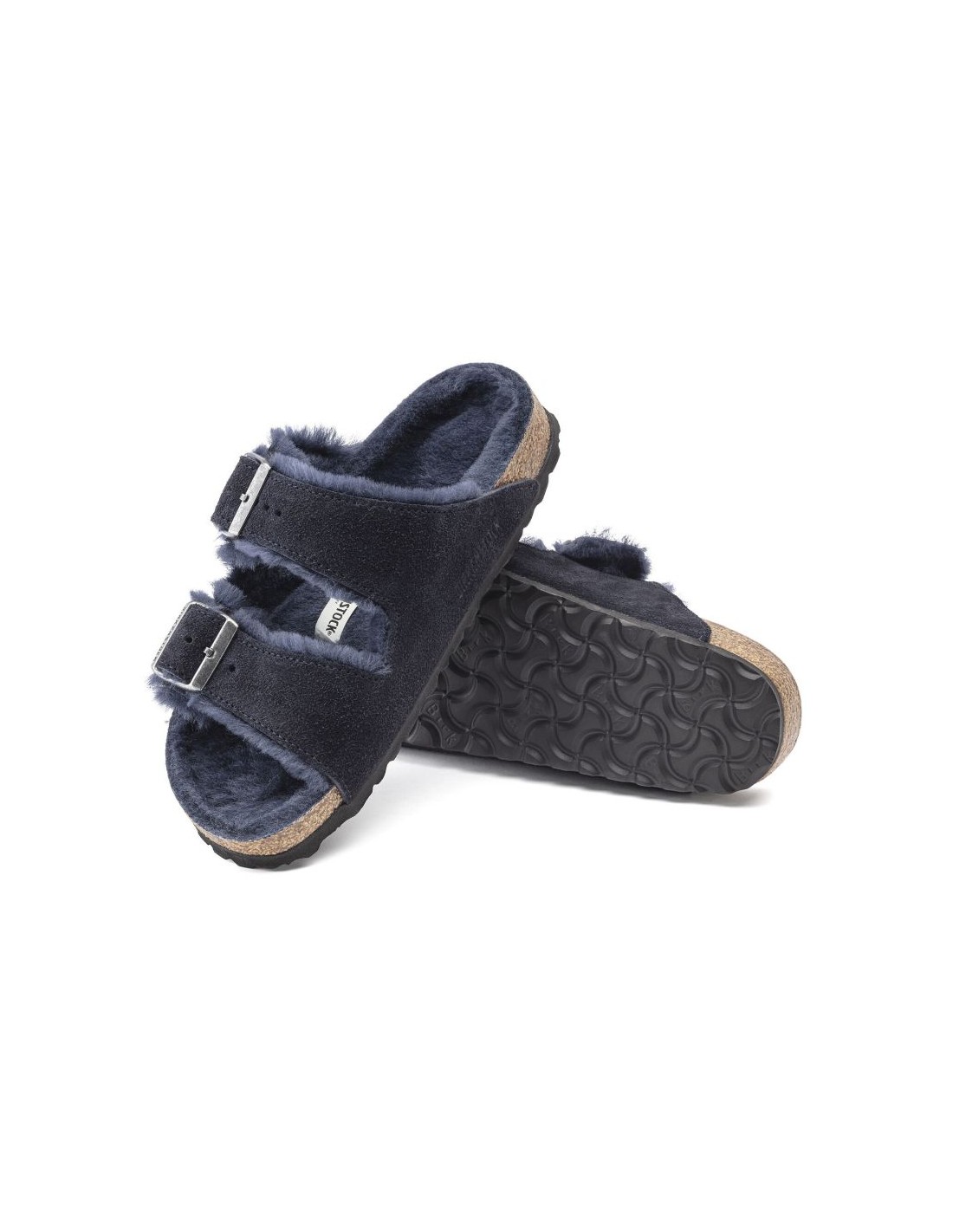 Birkenstock Arizona VL Shearling Midnight Suede Leather Insulated FlipFlops Wide Regular 1020592 - Image 3