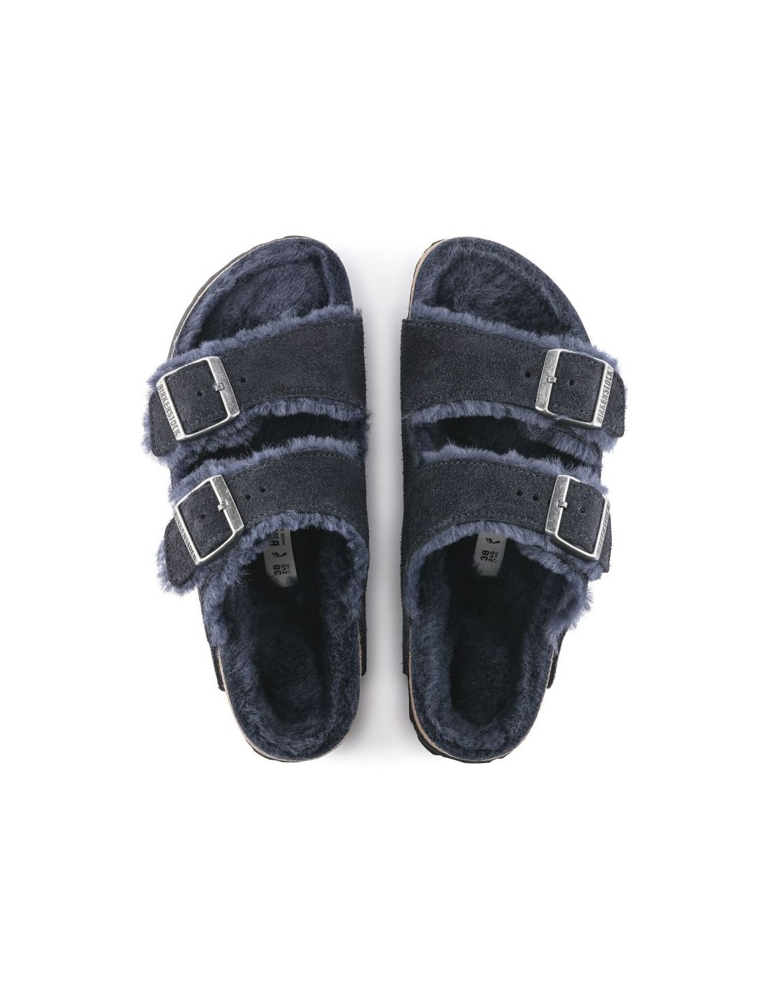 Birkenstock Arizona VL Shearling Midnight Suede Leather Insulated FlipFlops Wide Regular 1020592 - Image 4