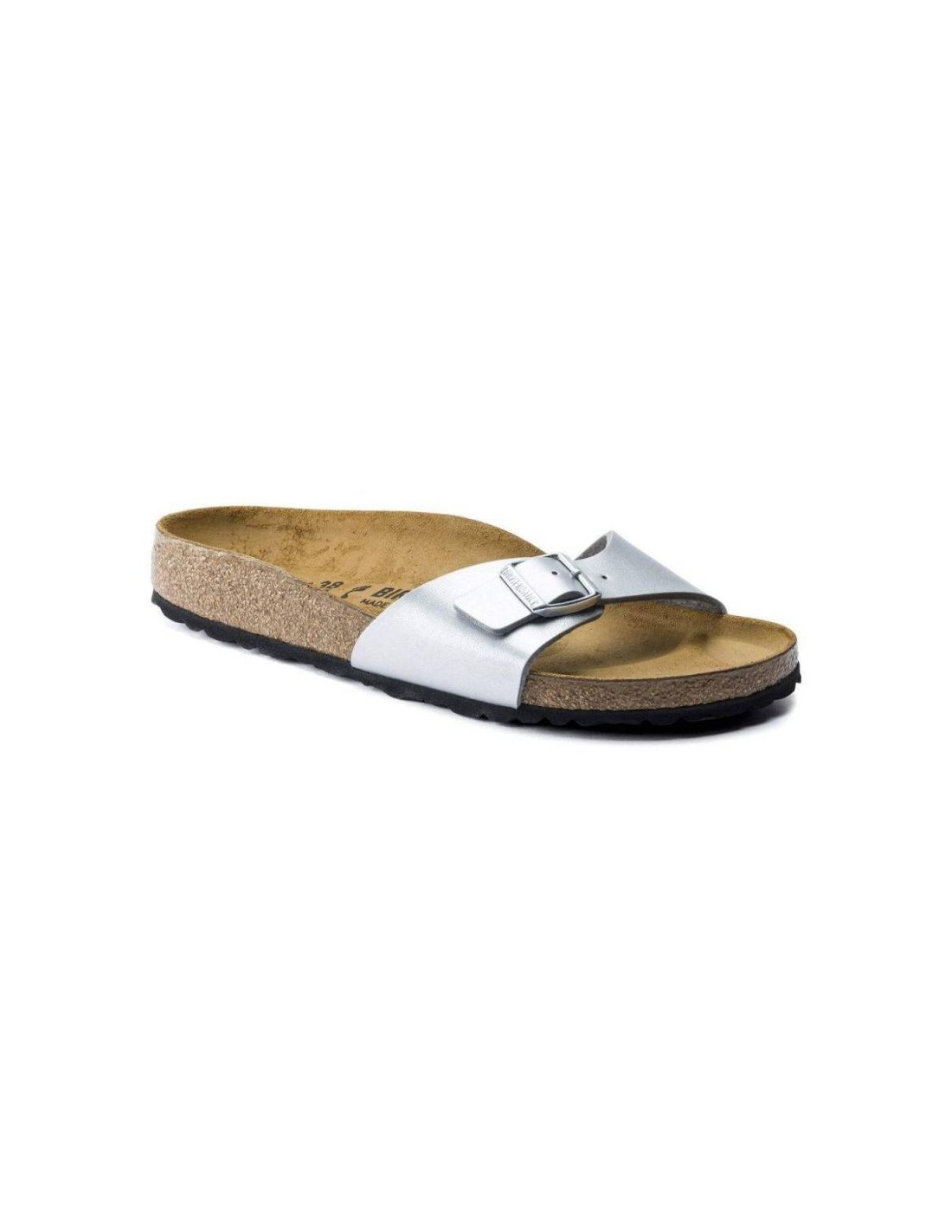 Birkenstock Madrid BirkoFlor Silver Women's Slides Regular Wide 0040411 - Image 4