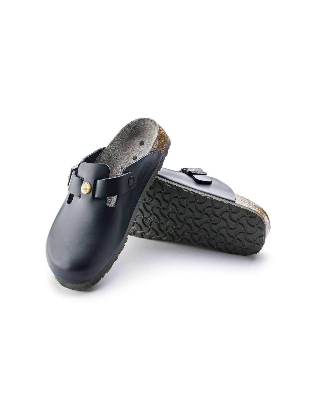Women's Birkenstock Boston ESD Blue clogs natural leather narrow slippers 0061388 - Image 6