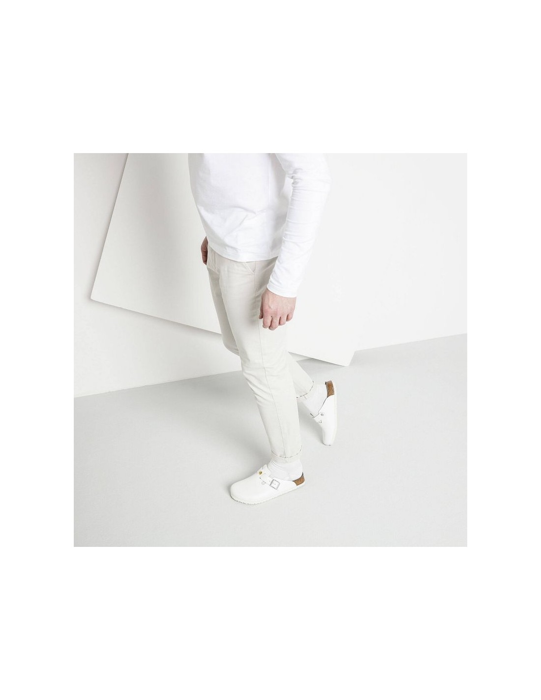 Women's Birkenstock Boston ESD White clogs natural leather medical narrow slippers 0061378 - Image 4