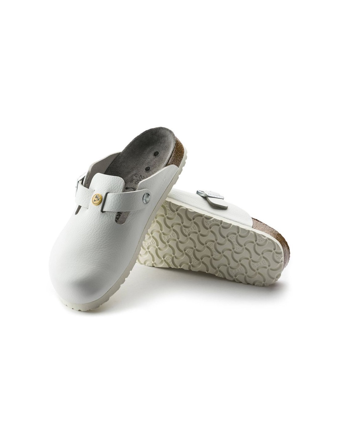 Women's Birkenstock Boston ESD White clogs natural leather medical narrow slippers 0061378 - Image 7