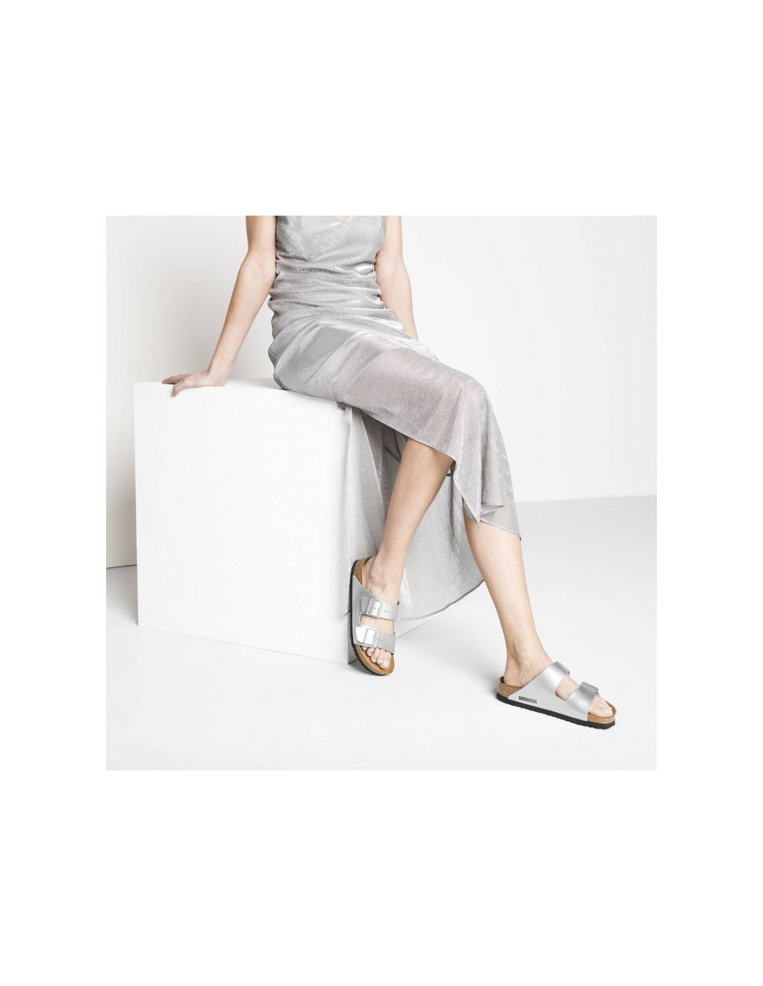 Women's Birkenstock Silver Arizona BirkoFlor Silver Regular FlipFlops Wide 1012282 - Image 5