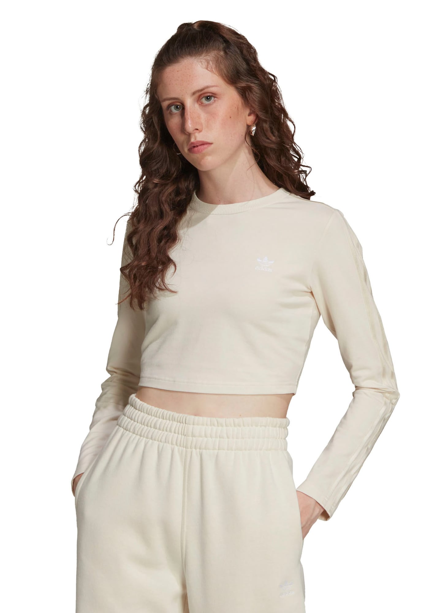 304537509-2 Cream Women's Crop Top Adidas Originals - Women - Image 1