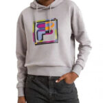 FilaCropped Γυναικείο Φούτερ με Κουκούλα Γκρι